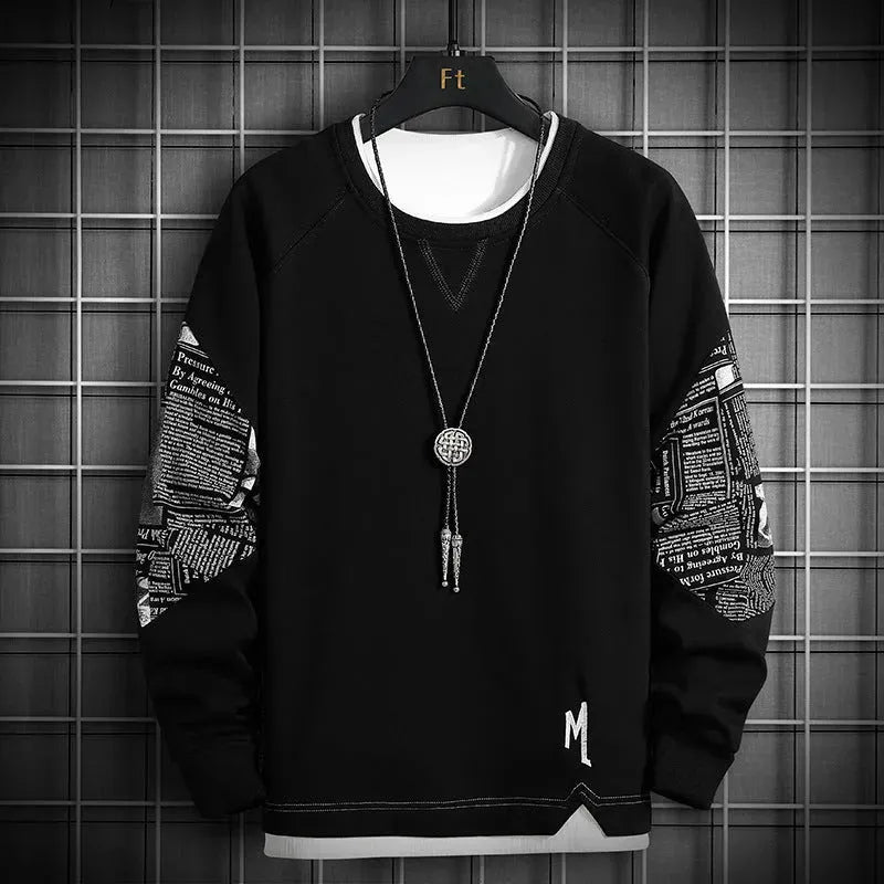 Men's Round Neck Youth Fashion All-match Long-sleeved T-shirt - Bellarte Enchanté Men's Round Neck Youth Fashion All-match Long-sleeved T-shirt